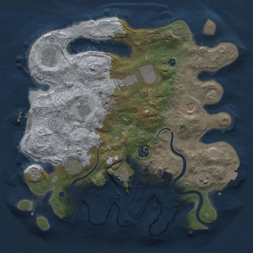 Rust Map: Procedural Map, Size: 3500, Seed: 1992854912, 14 Monuments
