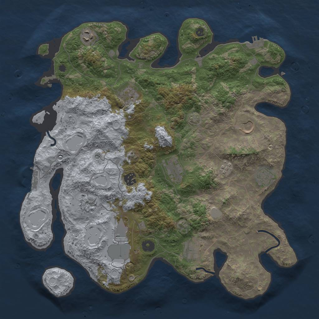 Rust Map: Procedural Map, Size: 3850, Seed: 98070385, 18 Monuments