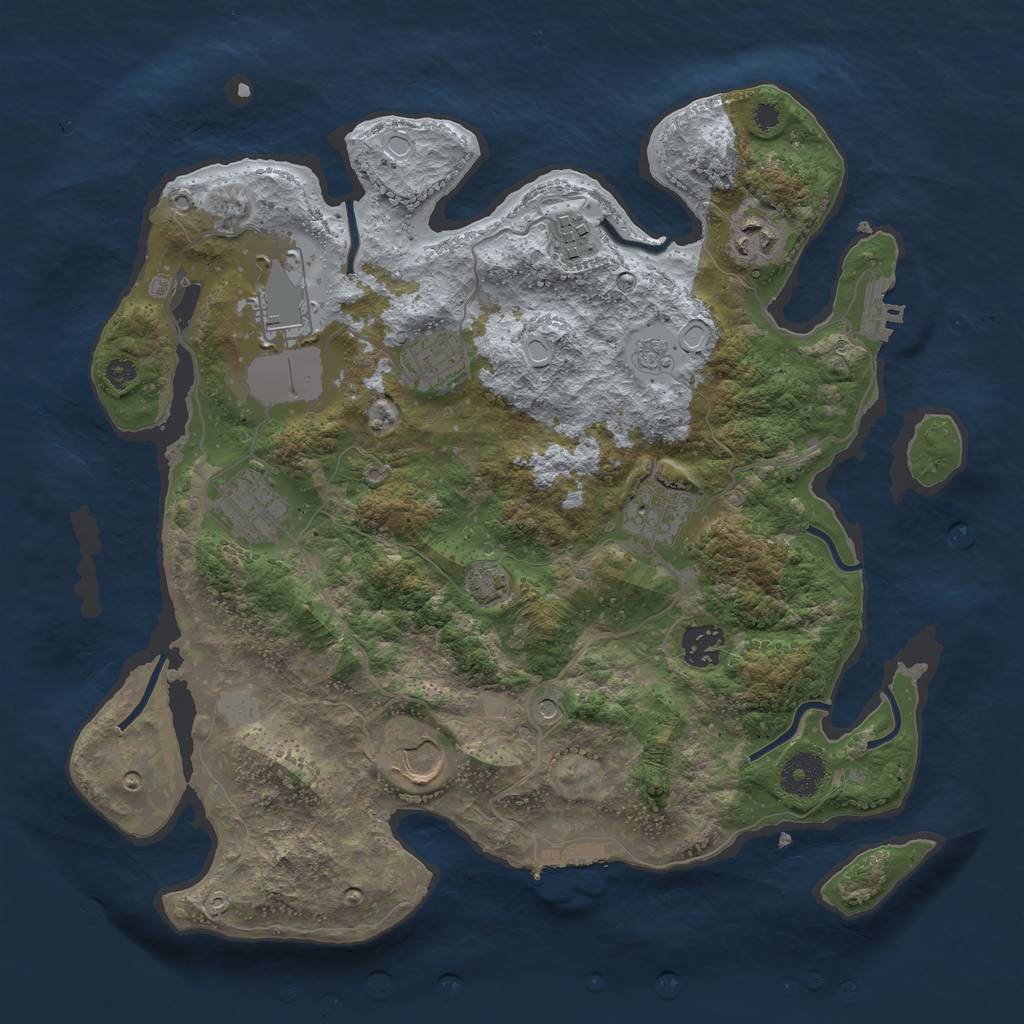 Rust Map: Procedural Map, Size: 3500, Seed: 64433036, 16 Monuments