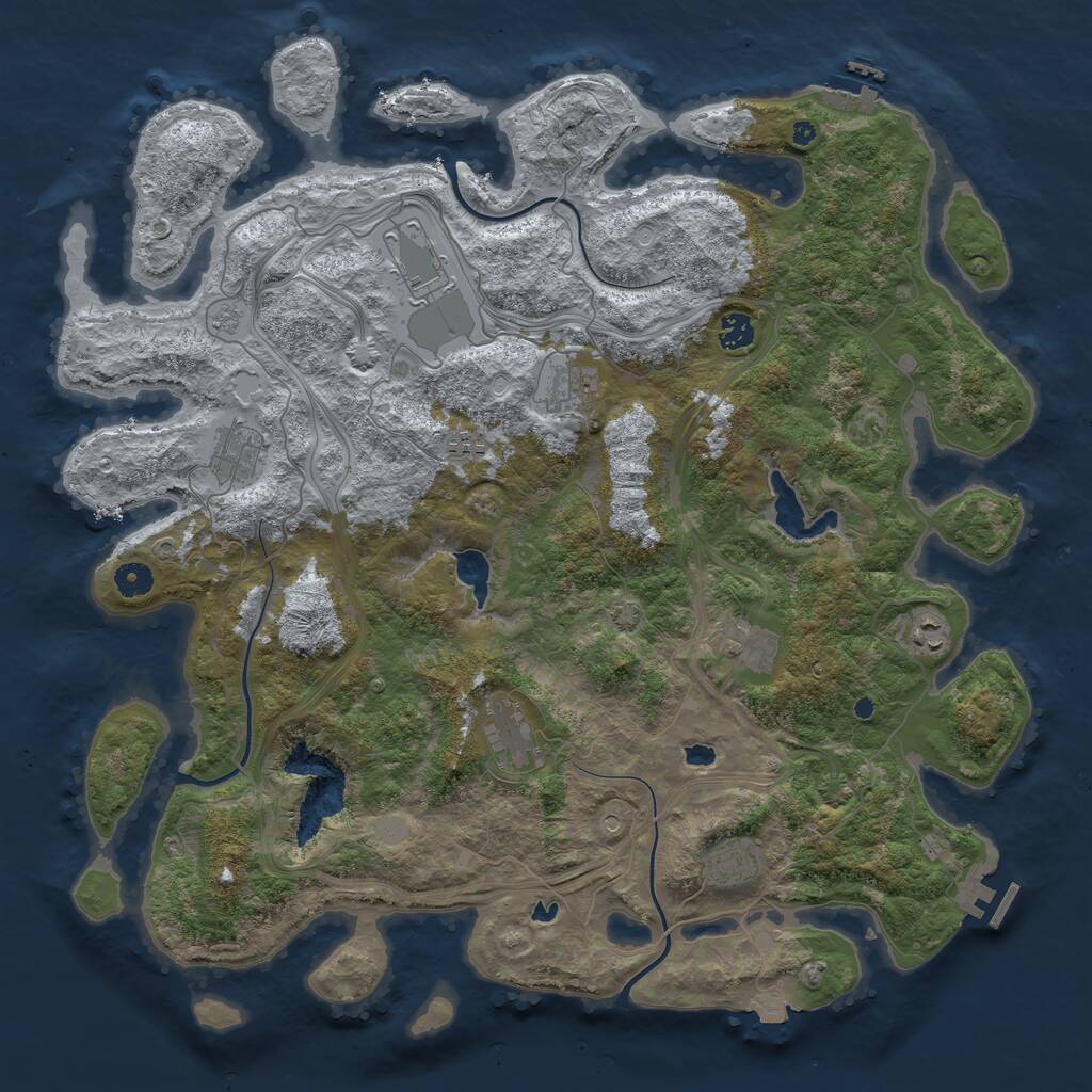 Rust Map: Procedural Map, Size: 4500, Seed: 2107108863, 15 Monuments