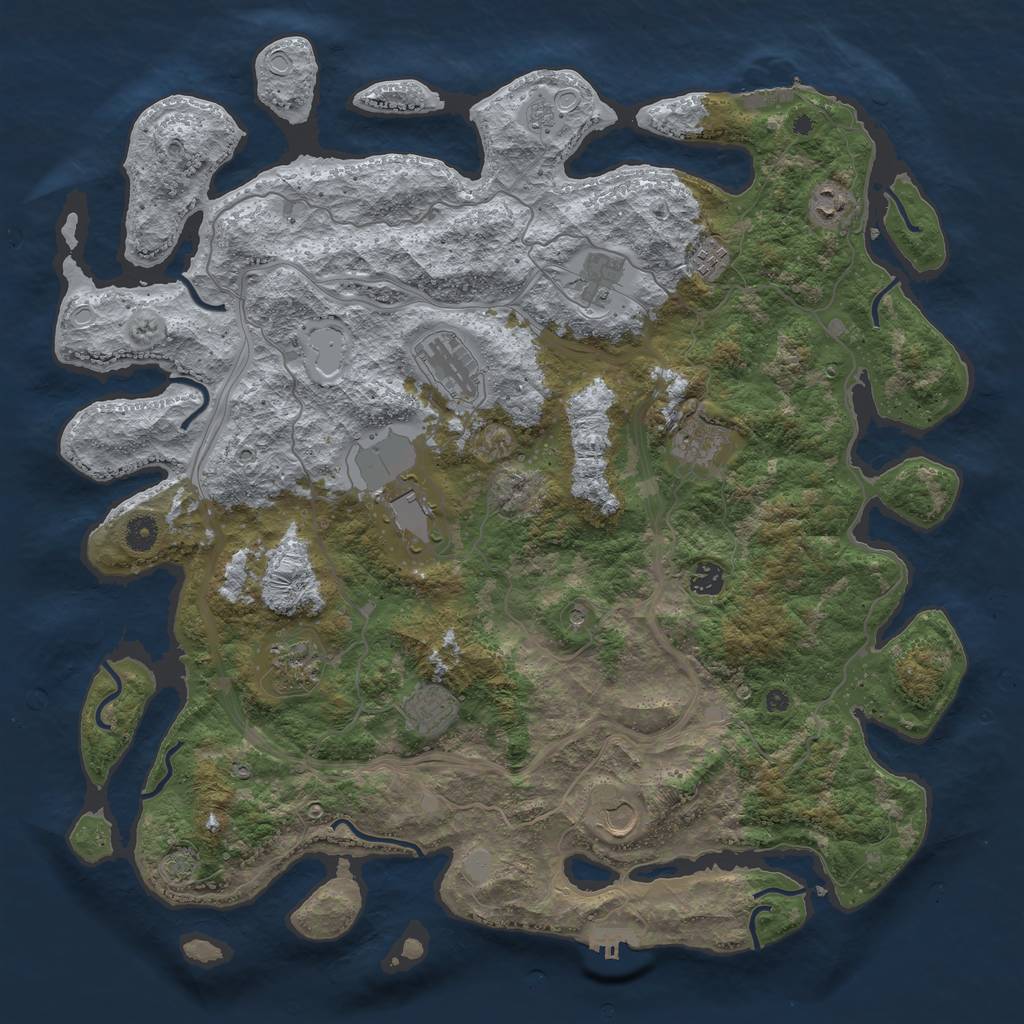 Rust Map: Procedural Map, Size: 4500, Seed: 2107108863, 18 Monuments