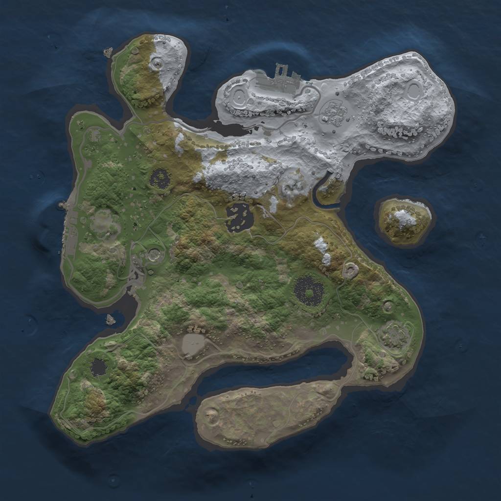 Rust Map: Procedural Map, Size: 2500, Seed: 1822740555, 9 Monuments