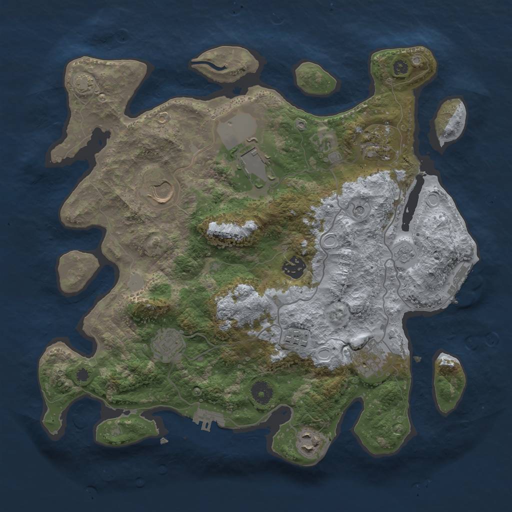 Rust Map: Procedural Map, Size: 3500, Seed: 338329729, 16 Monuments