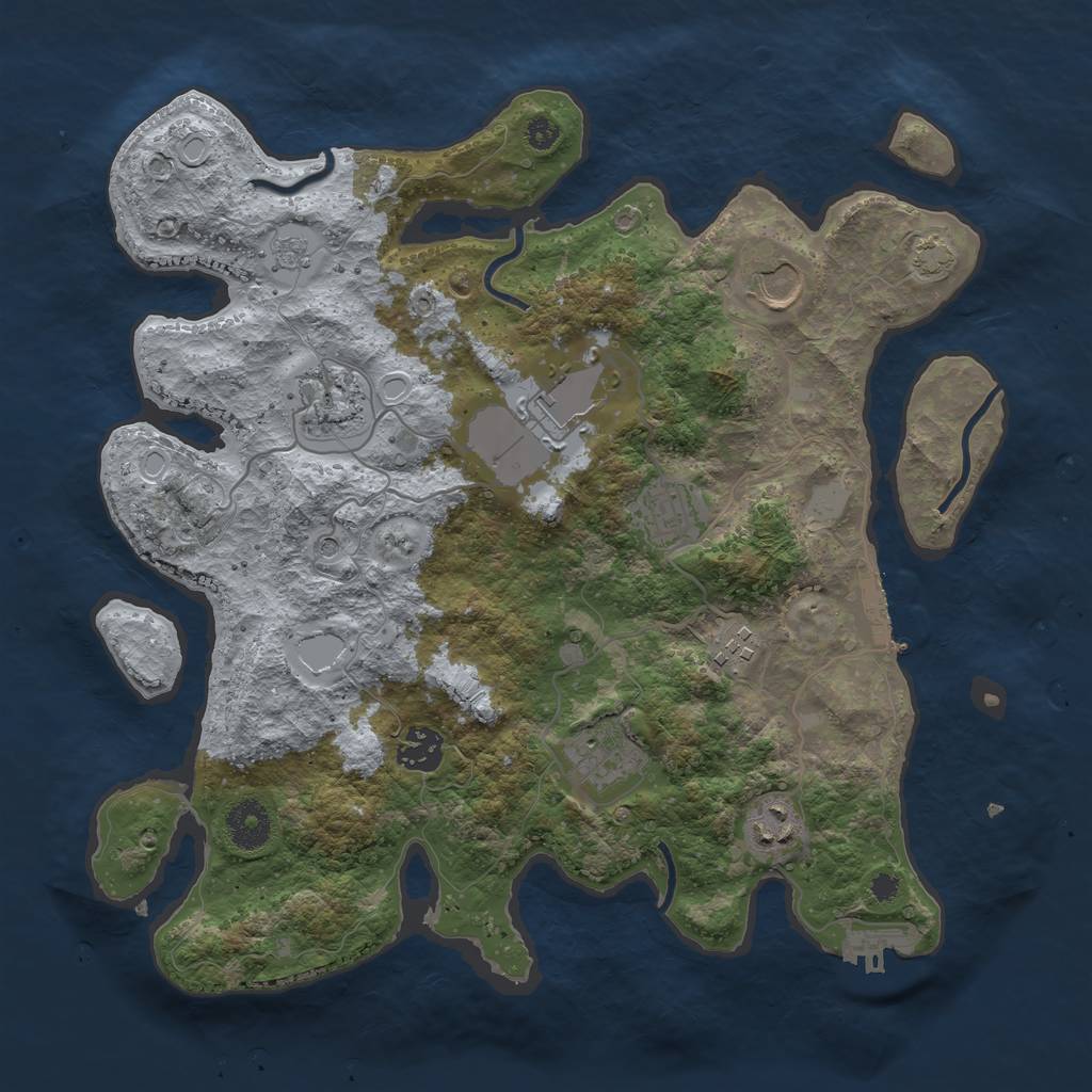 Rust Map: Procedural Map, Size: 3500, Seed: 797321837, 16 Monuments