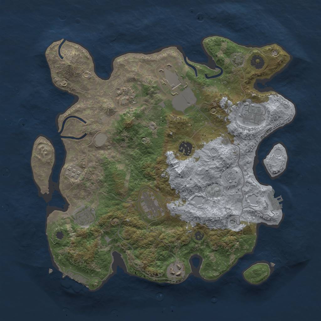 Rust Map: Procedural Map, Size: 3500, Seed: 497524769, 16 Monuments