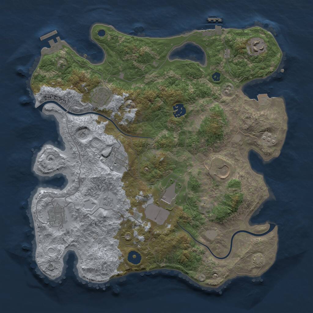 Rust Map: Procedural Map, Size: 3500, Seed: 334252266, 14 Monuments