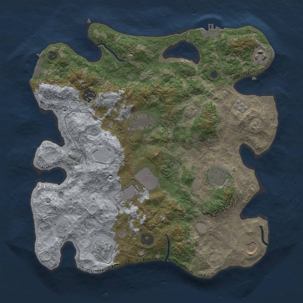 Rust Map: Procedural Map, Size: 3500, Seed: 334252266, 16 Monuments