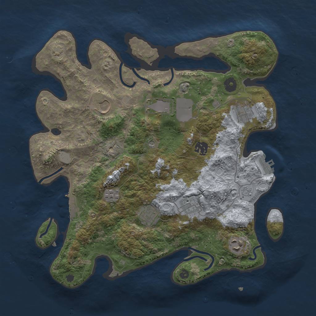 Rust Map: Procedural Map, Size: 3500, Seed: 856316496, 16 Monuments
