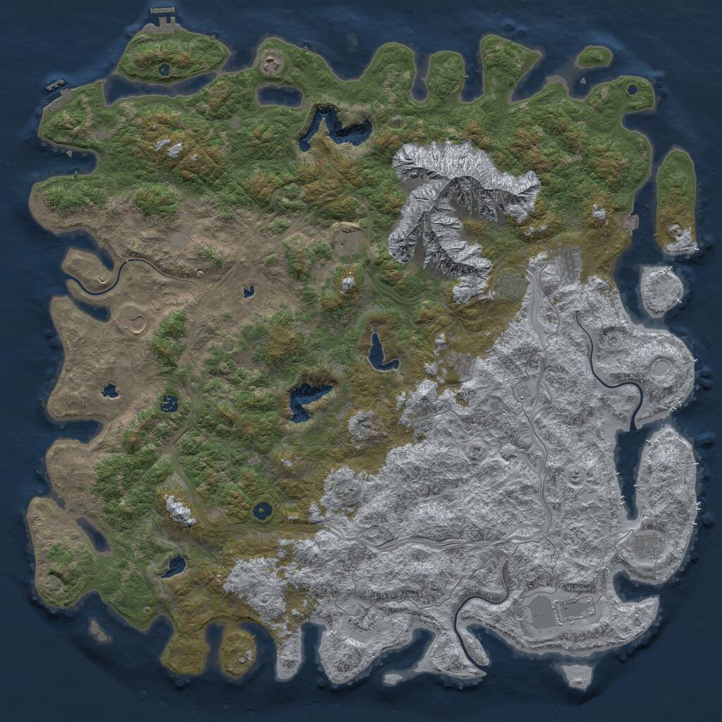 Rust Map: Procedural Map, Size: 6000, Seed: 77821549, 17 Monuments