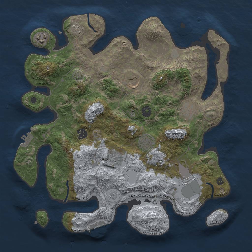 Rust Map: Procedural Map, Size: 3500, Seed: 245493938, 16 Monuments