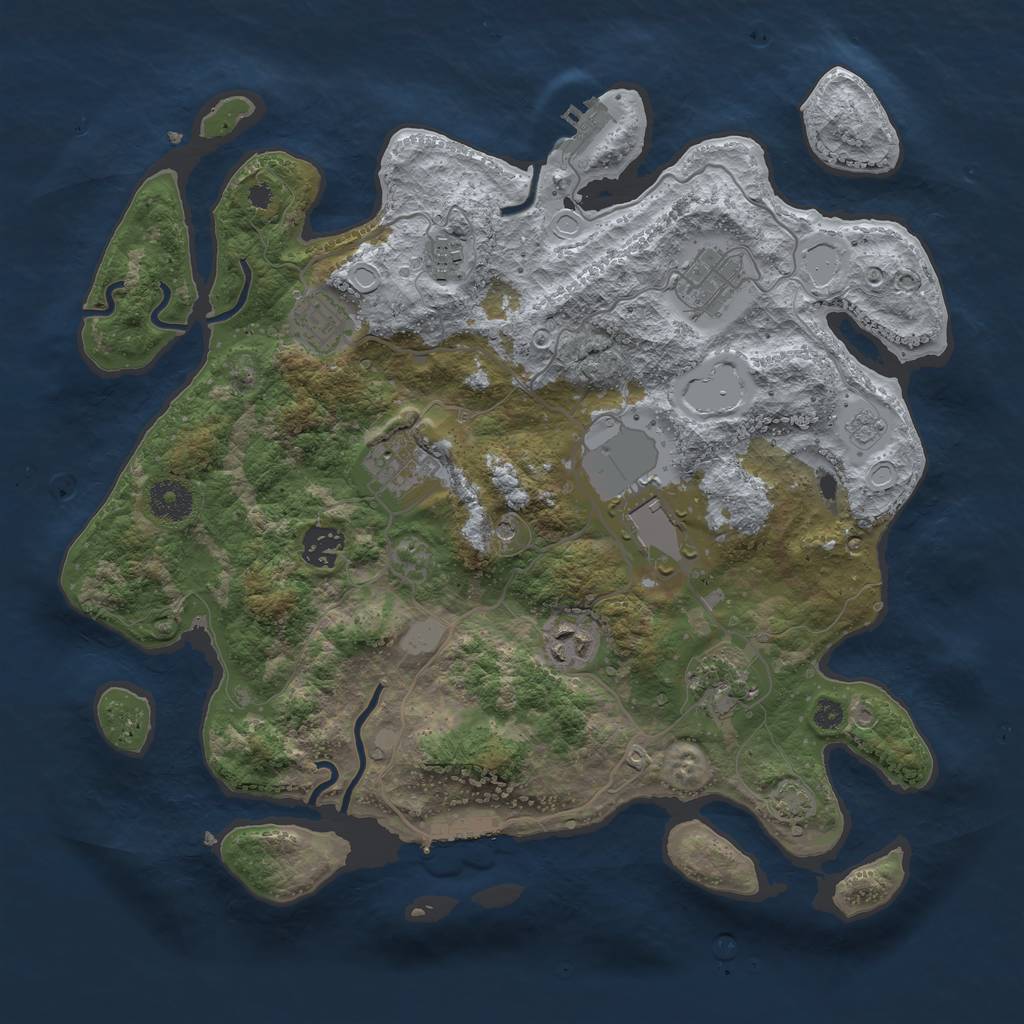 Rust Map: Procedural Map, Size: 3600, Seed: 79043445, 16 Monuments