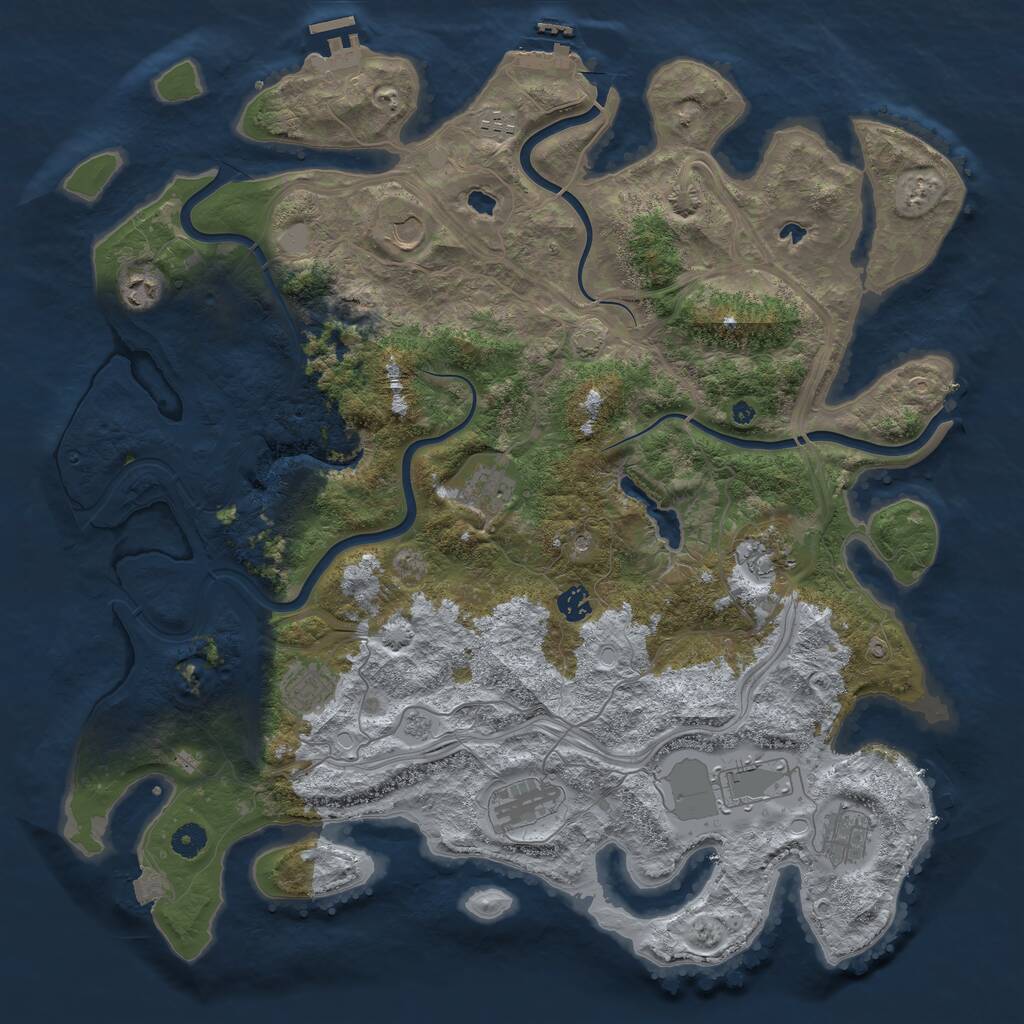 Rust Map: Procedural Map, Size: 4500, Seed: 1208436337, 16 Monuments