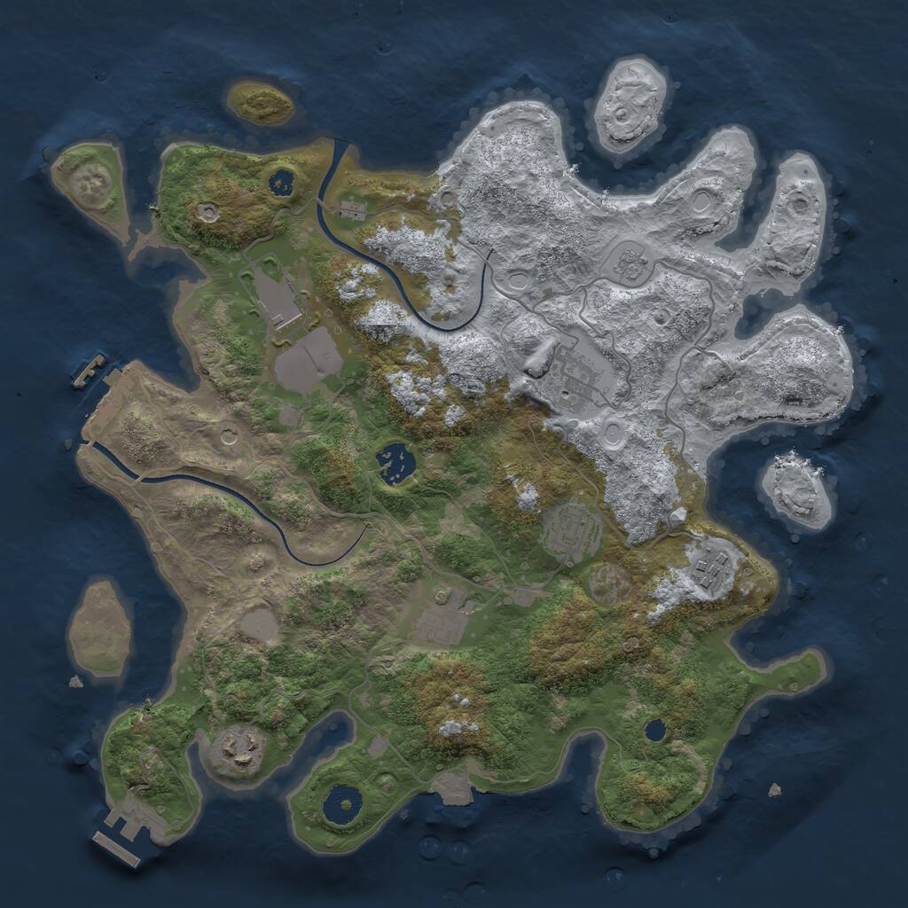 Rust Map: Procedural Map, Size: 3500, Seed: 1714544964, 12 Monuments