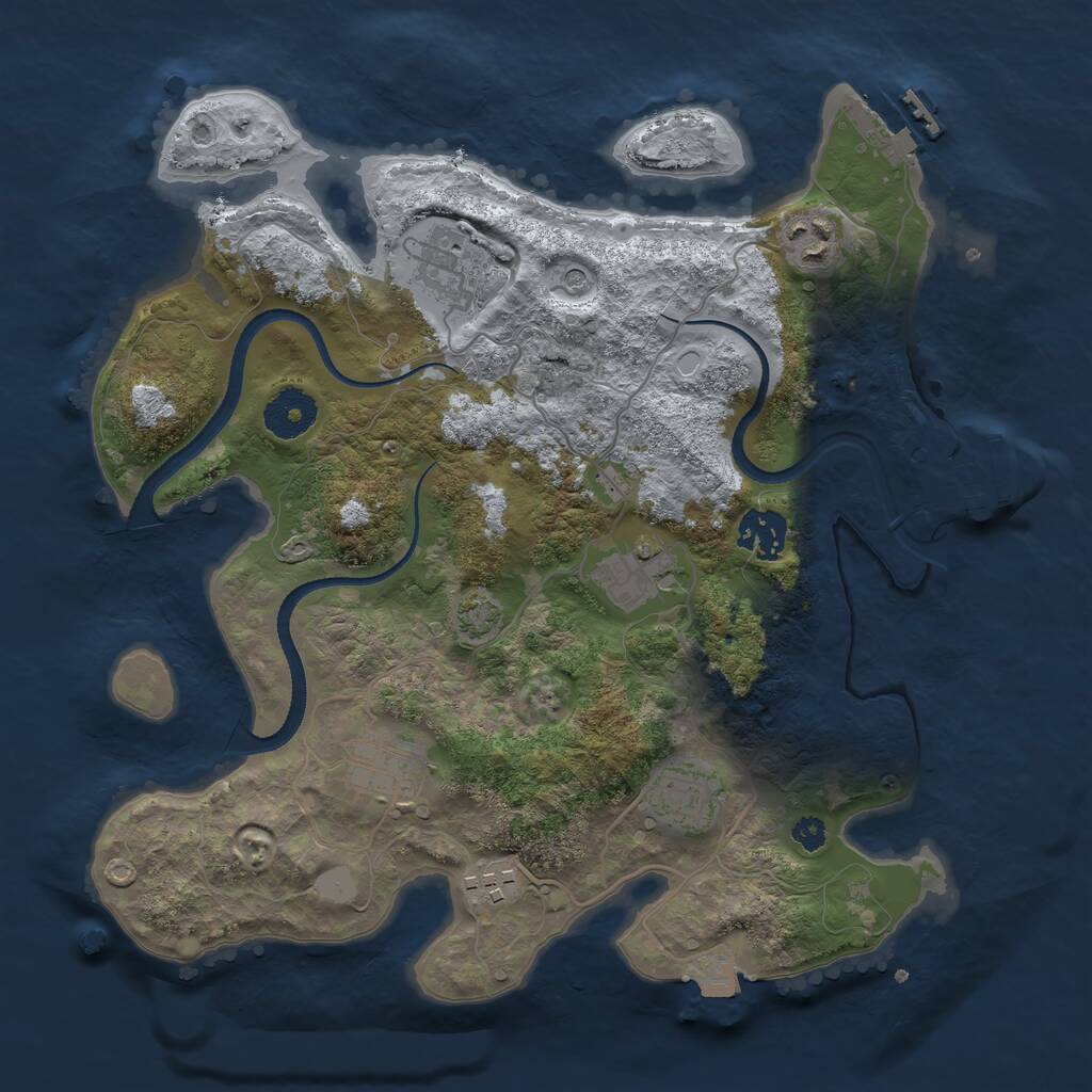 Rust Map: Procedural Map, Size: 3250, Seed: 1126285936, 12 Monuments