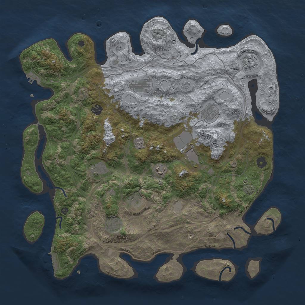 Rust Map: Procedural Map, Size: 4250, Seed: 93152041, 18 Monuments