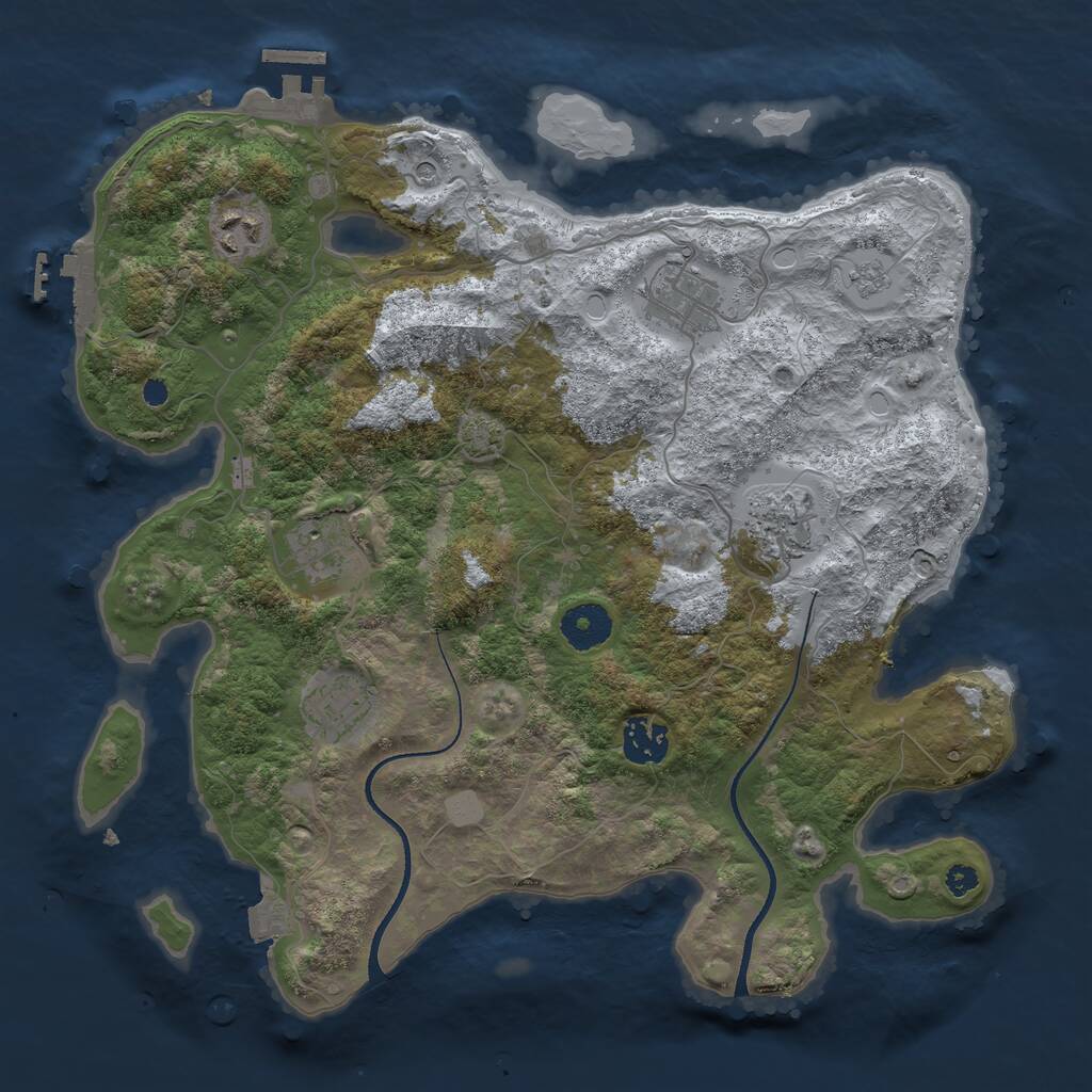 Rust Map: Procedural Map, Size: 3450, Seed: 68265191, 12 Monuments