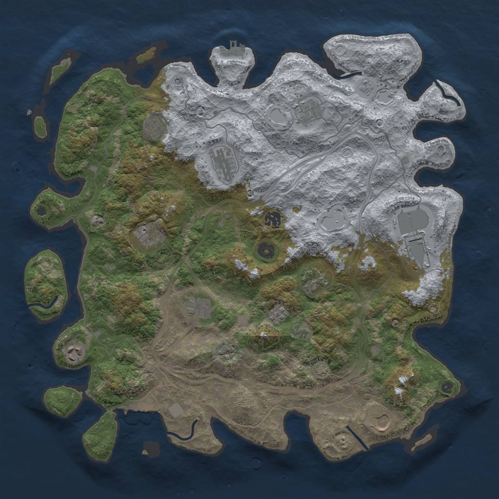 Rust Map: Procedural Map, Size: 4400, Seed: 34408515, 19 Monuments