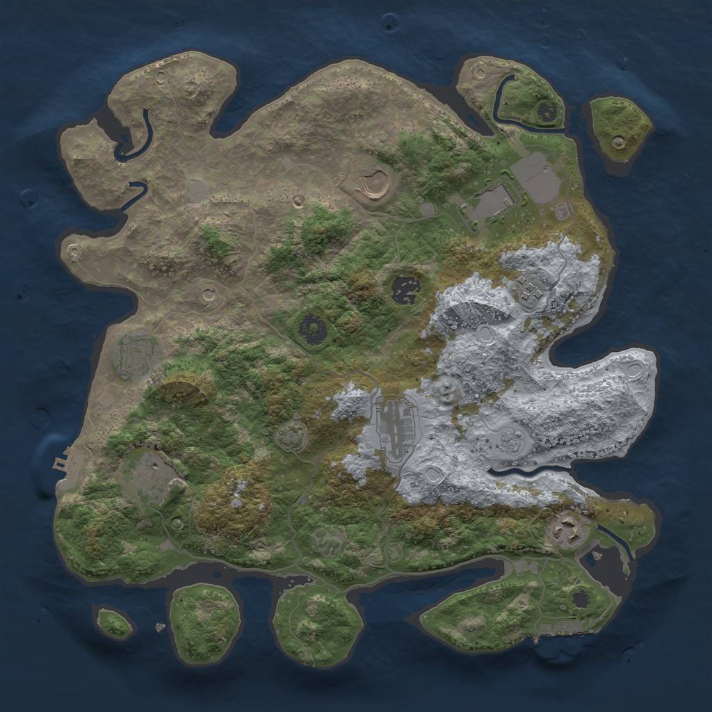 Rust Map: Procedural Map, Size: 3650, Seed: 62145051, 16 Monuments