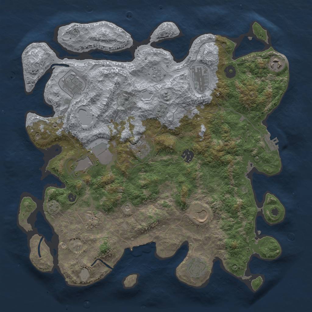 Rust Map: Procedural Map, Size: 3800, Seed: 16901552, 18 Monuments