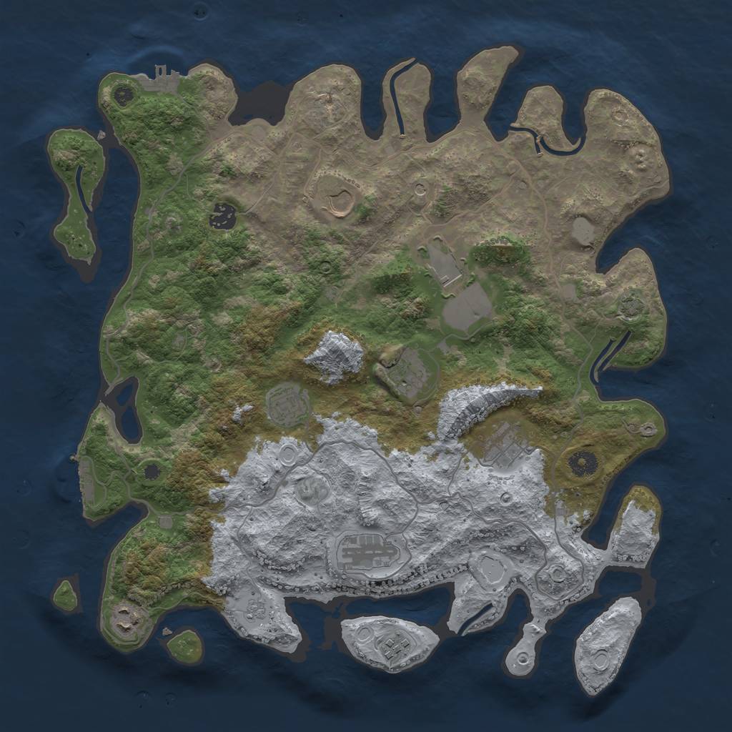 Rust Map: Procedural Map, Size: 4000, Seed: 8694245, 17 Monuments