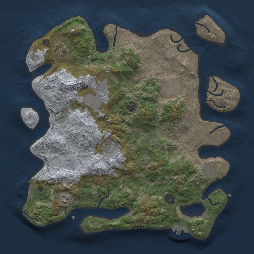Rust Map: Procedural Map, Size: 3700, Seed: 94053163, 16 Monuments