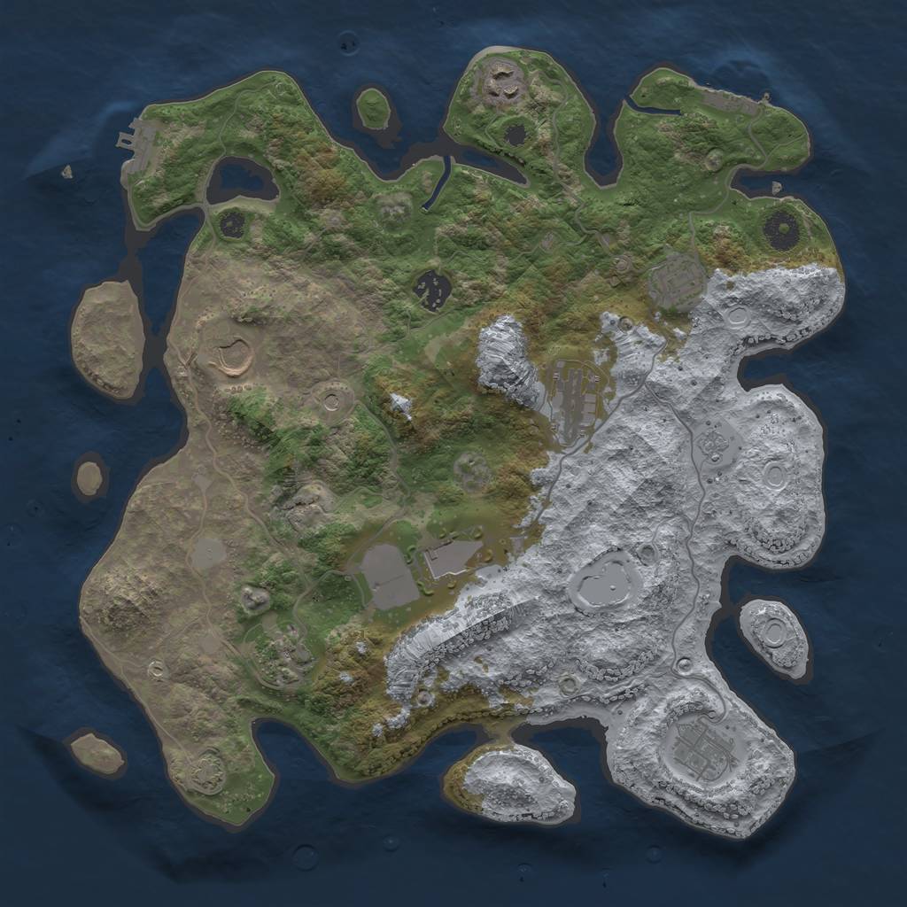 Rust Map: Procedural Map, Size: 3650, Seed: 88471466, 16 Monuments