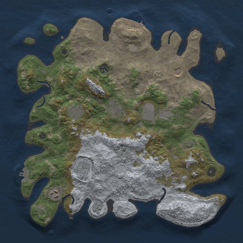 Rust Map: Procedural Map, Size: 3750, Seed: 42412418, 17 Monuments