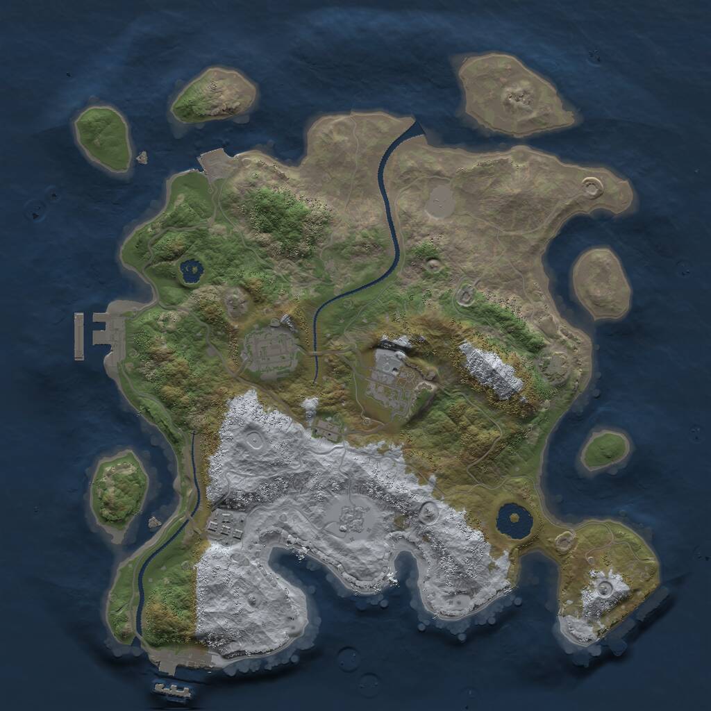 Rust Map: Procedural Map, Size: 3000, Seed: 792691475, 8 Monuments