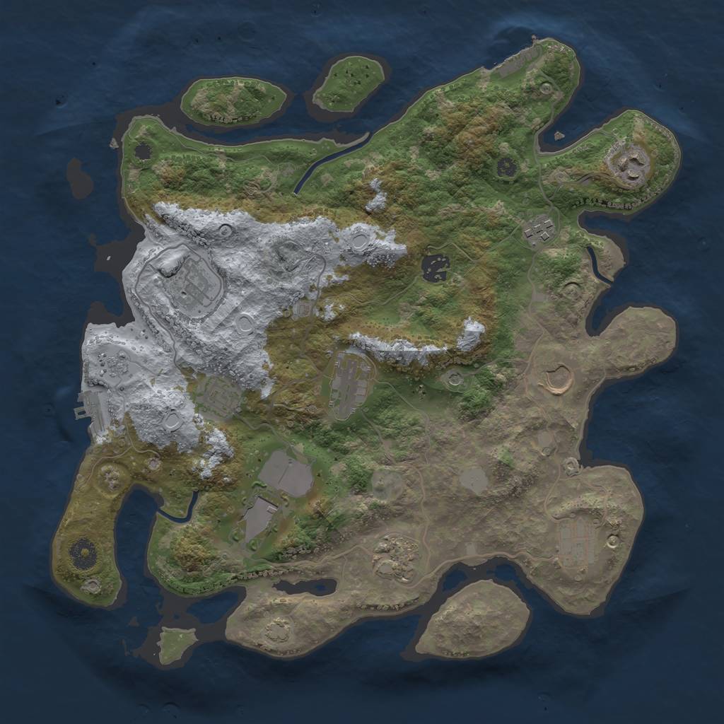 Rust Map: Procedural Map, Size: 3700, Seed: 13477546, 18 Monuments