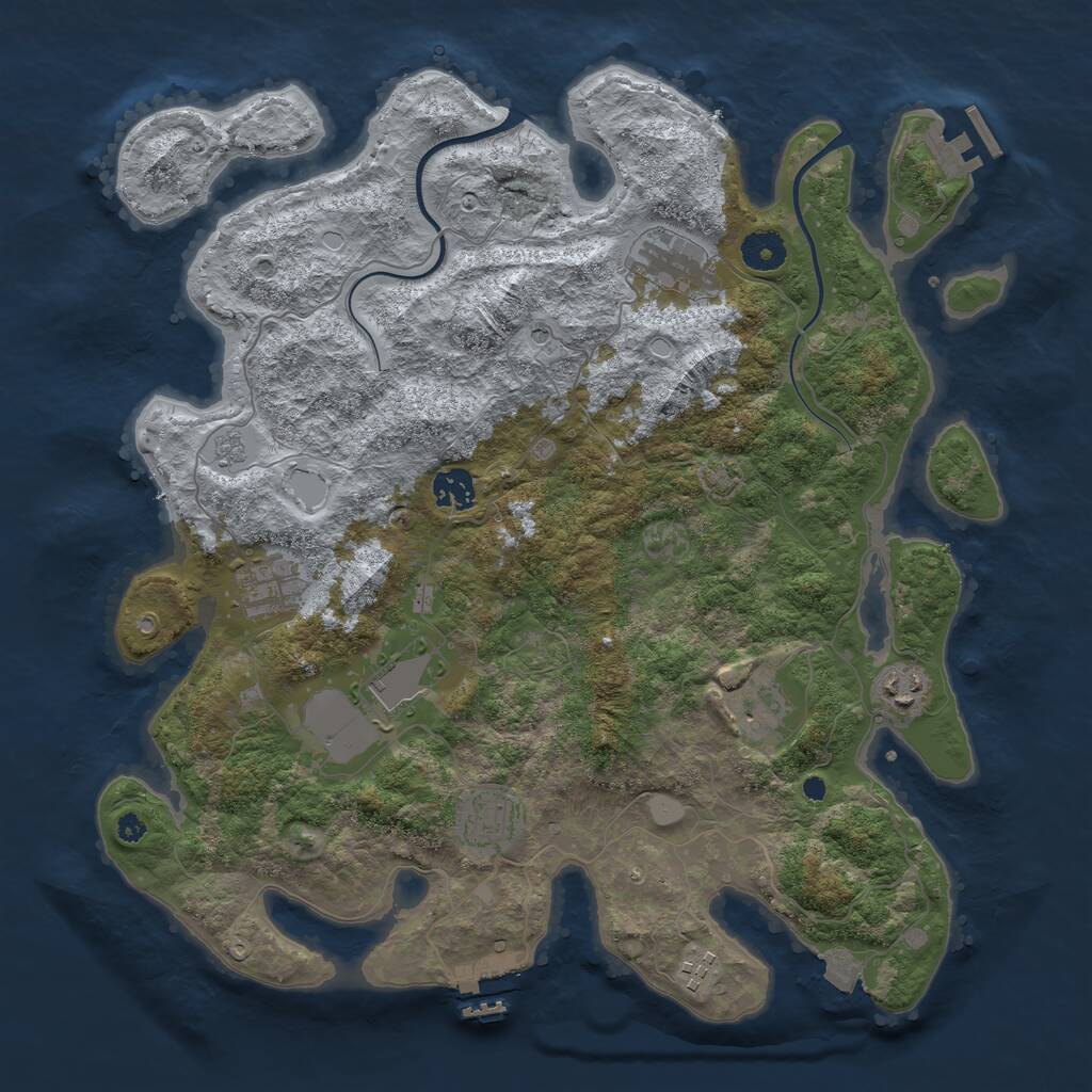 Rust Map: Procedural Map, Size: 3850, Seed: 22000290, 14 Monuments