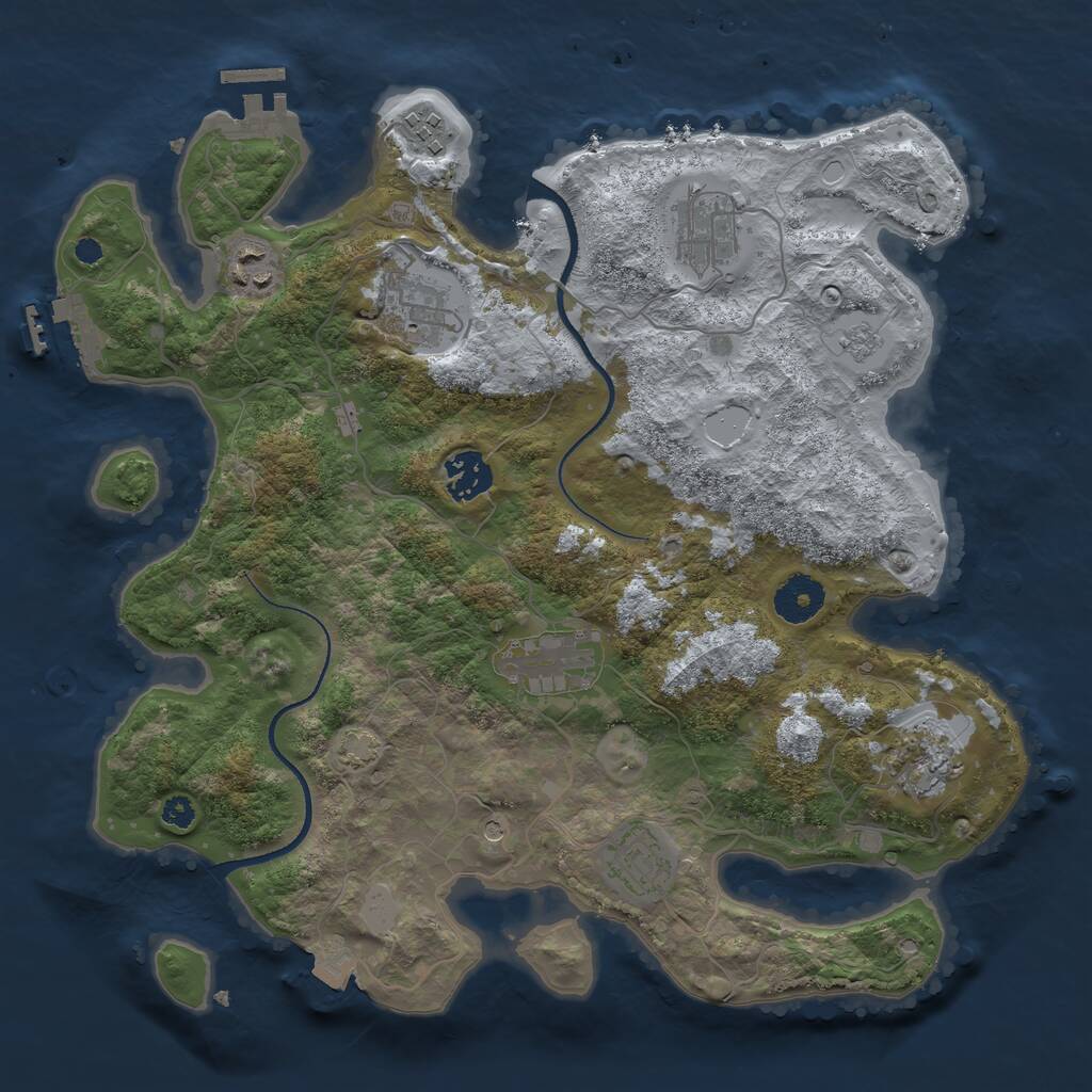 Rust Map: Procedural Map, Size: 3400, Seed: 91750691, 14 Monuments