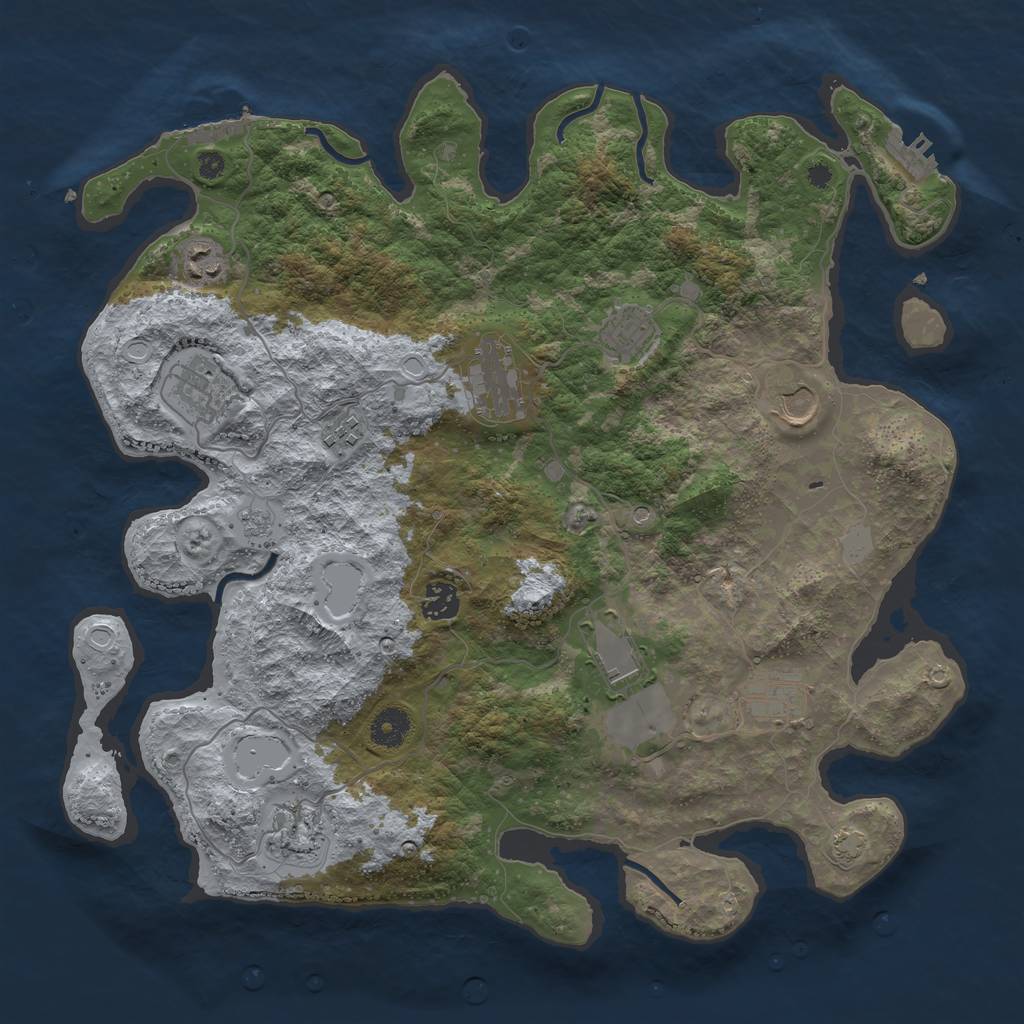 Rust Map: Procedural Map, Size: 3900, Seed: 60198051, 18 Monuments