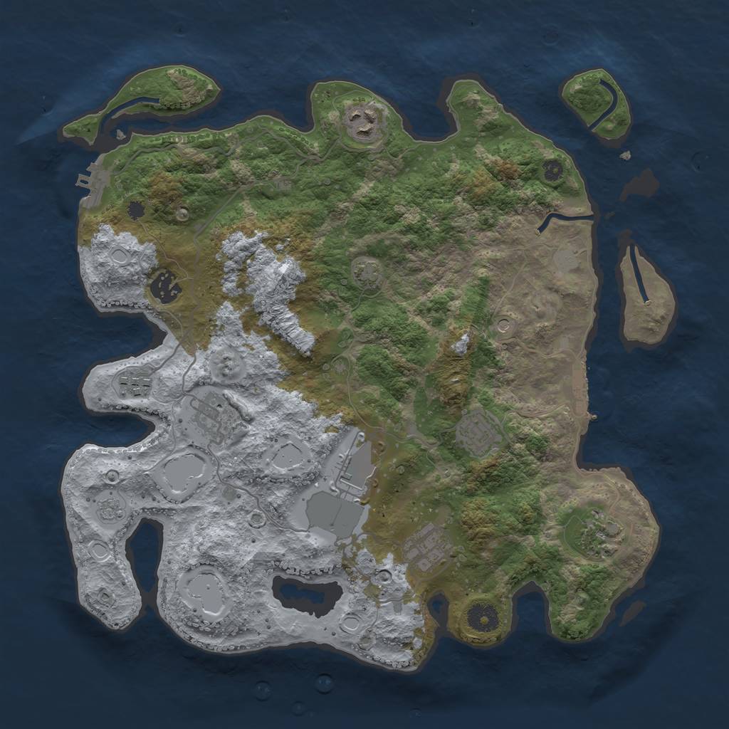Rust Map: Procedural Map, Size: 3600, Seed: 52821849, 16 Monuments