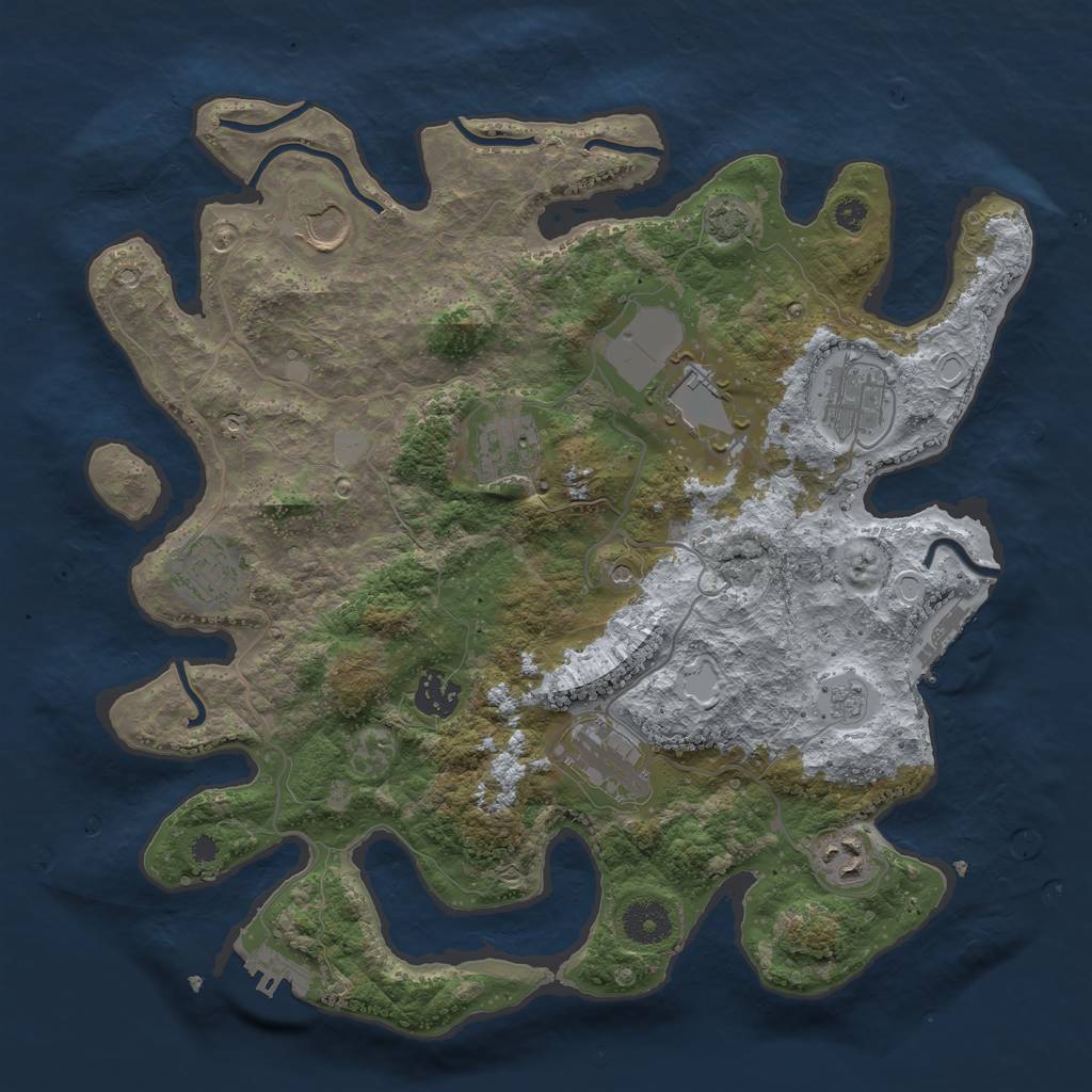 Rust Map: Procedural Map, Size: 3550, Seed: 19535245, 16 Monuments