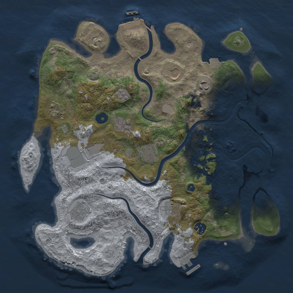 Rust Map: Procedural Map, Size: 3750, Seed: 18699521, 16 Monuments