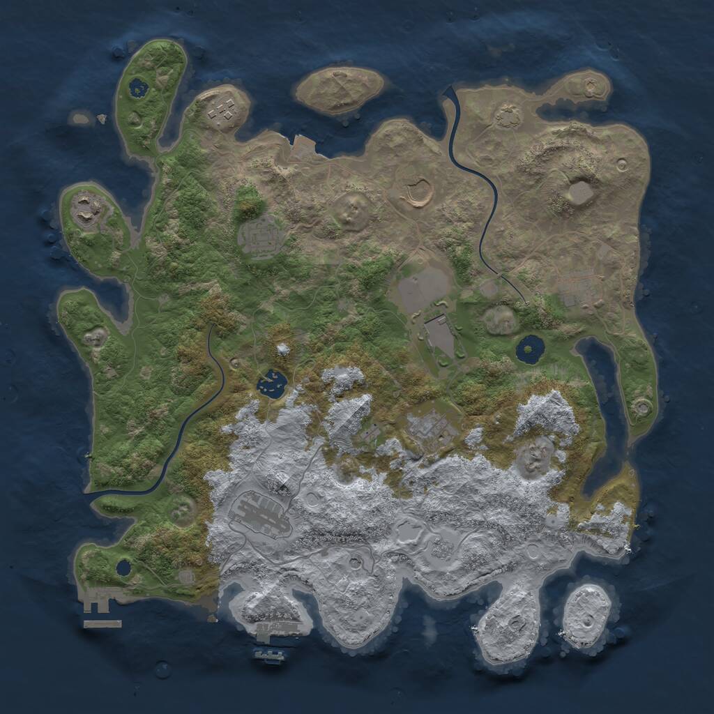Rust Map: Procedural Map, Size: 3800, Seed: 83135006, 15 Monuments