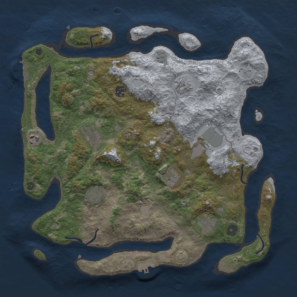 Rust Map: Procedural Map, Size: 3900, Seed: 58006396, 17 Monuments