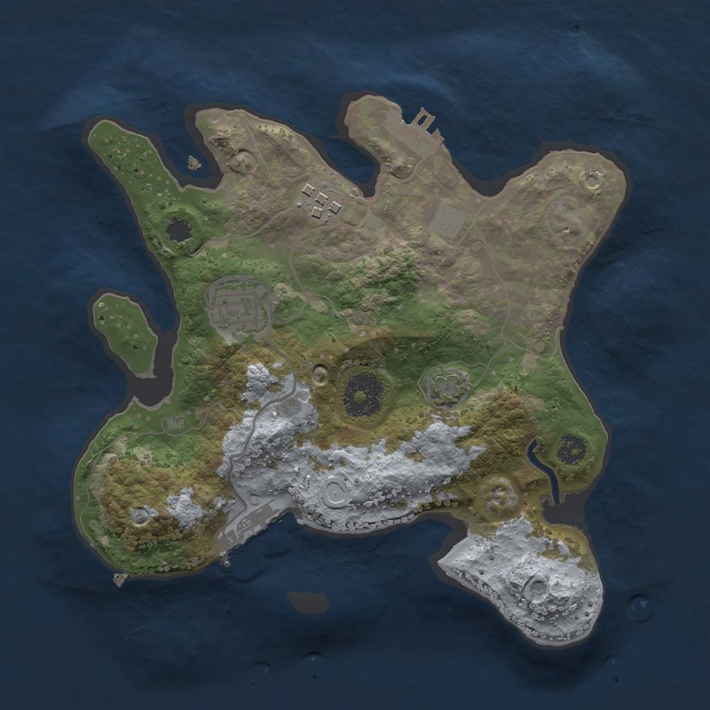 Rust Map: Procedural Map, Size: 2500, Seed: 1050901299, 8 Monuments
