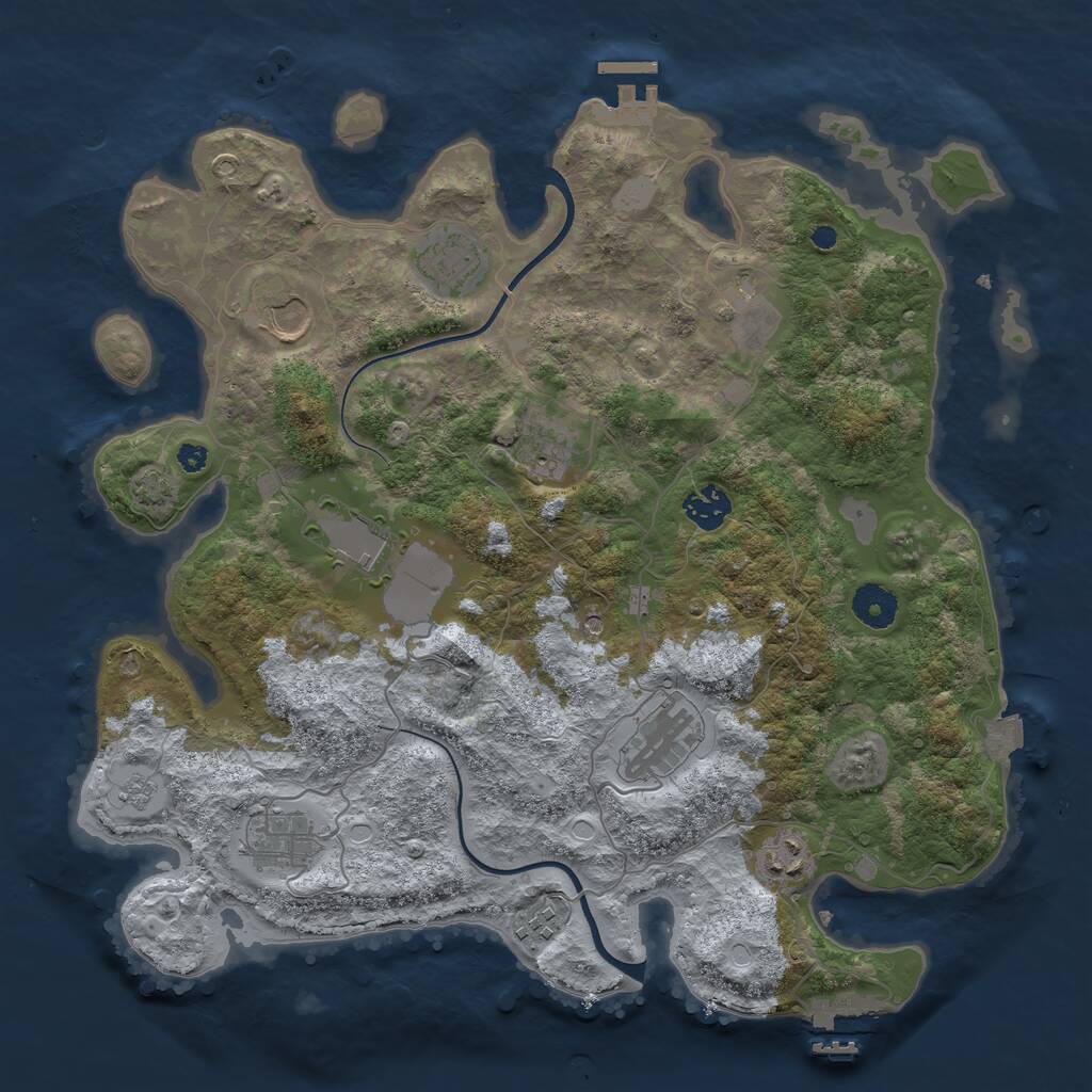 Rust Map: Procedural Map, Size: 3700, Seed: 282121573, 16 Monuments