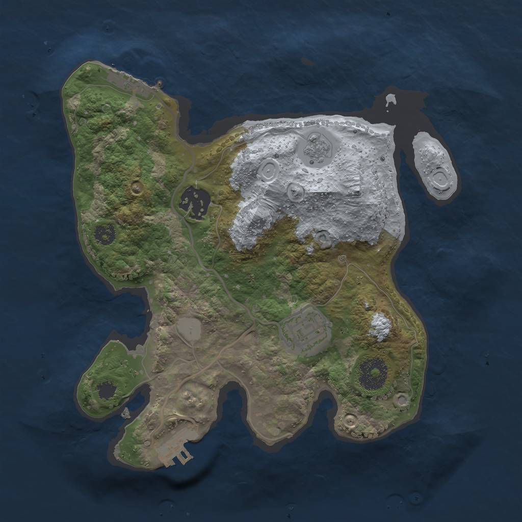 Rust Map: Procedural Map, Size: 2500, Seed: 32123443, 8 Monuments