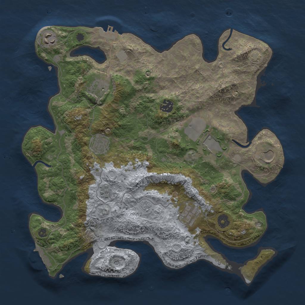 Rust Map: Procedural Map, Size: 3500, Seed: 377291, 16 Monuments