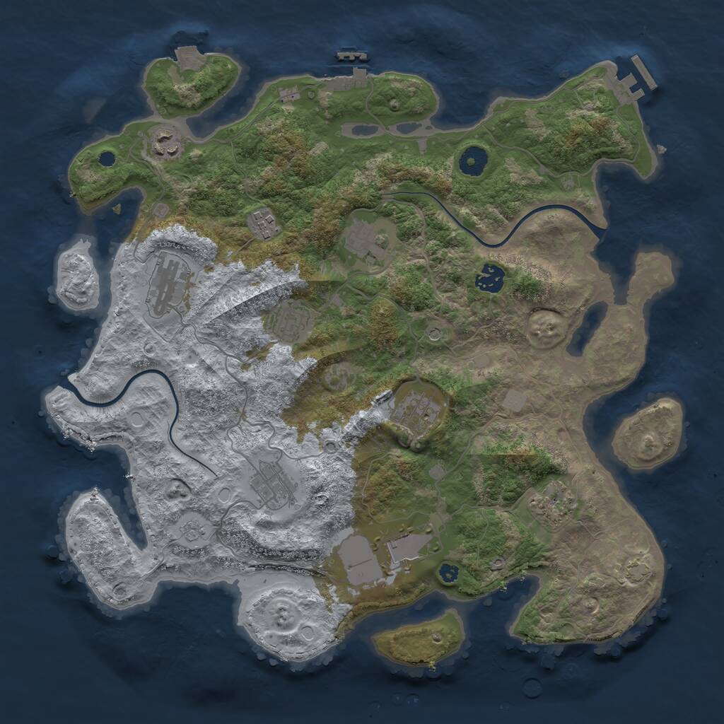 Rust Map: Procedural Map, Size: 3800, Seed: 91611003, 16 Monuments