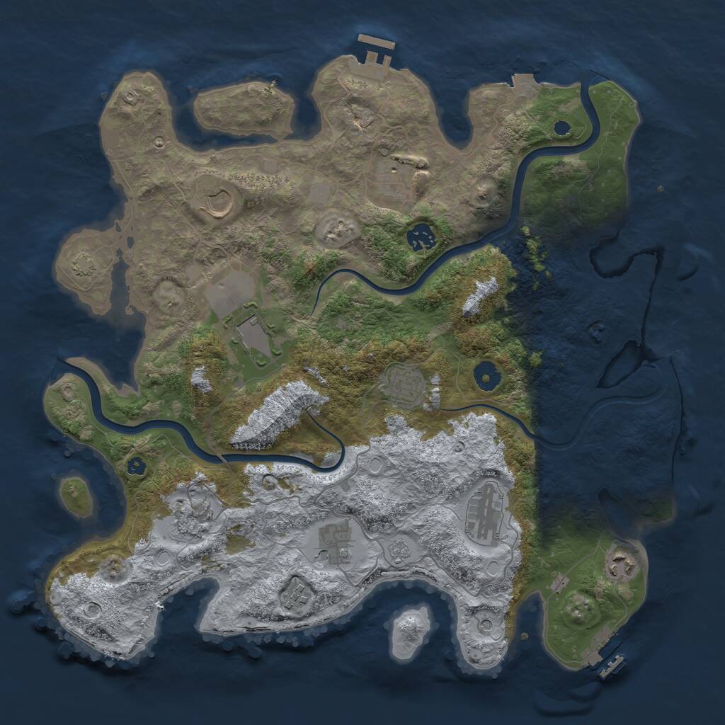 Rust Map: Procedural Map, Size: 3900, Seed: 88634078, 16 Monuments