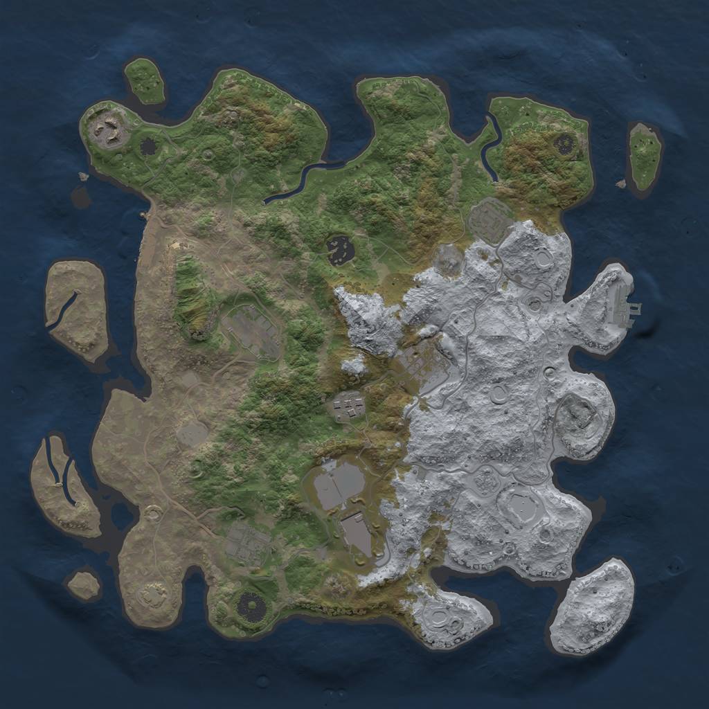 Rust Map: Procedural Map, Size: 3650, Seed: 27958652, 16 Monuments