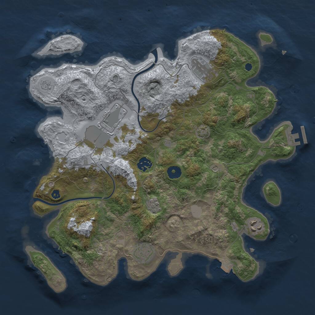 Rust Map: Procedural Map, Size: 3500, Seed: 4689527, 11 Monuments