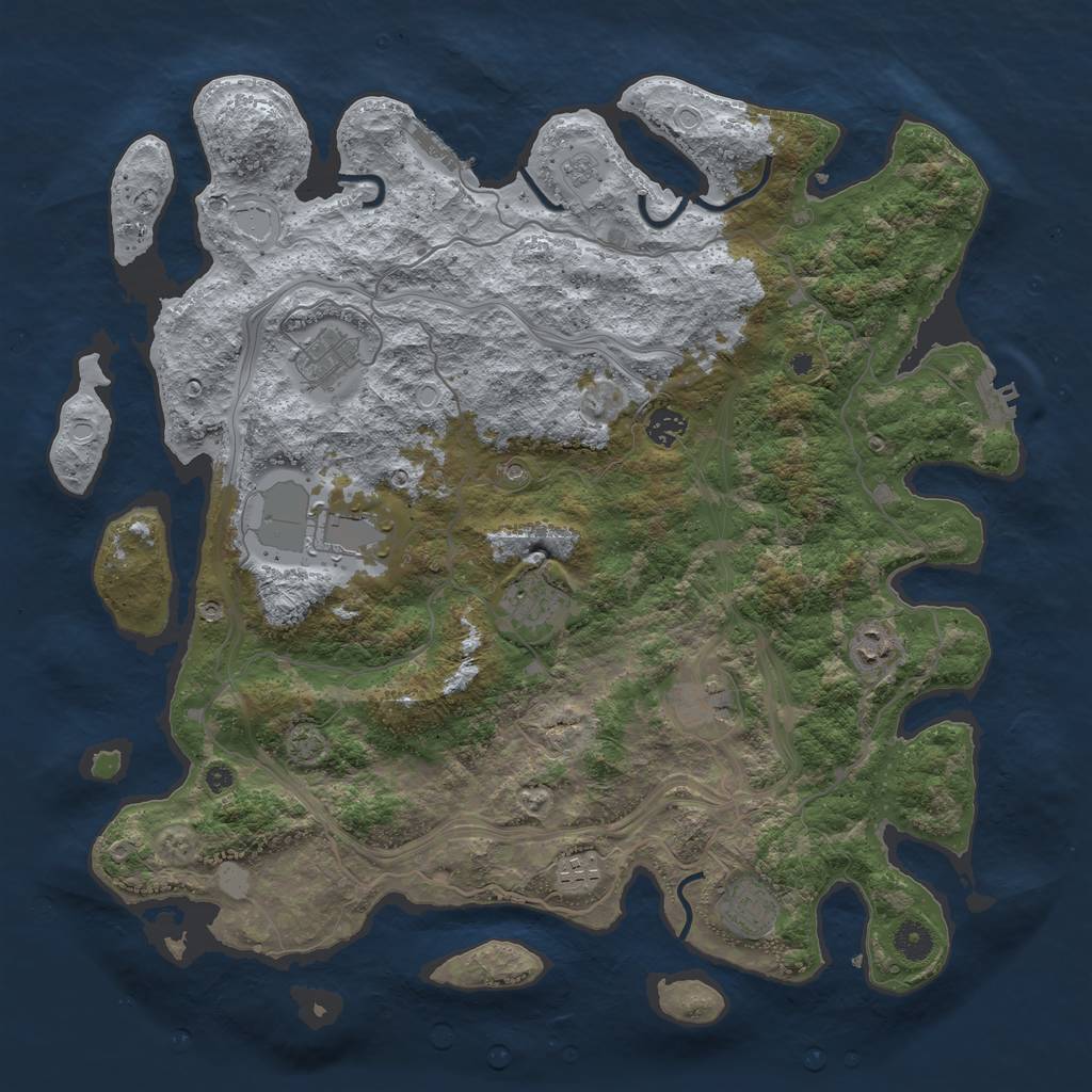 Rust Map: Procedural Map, Size: 4250, Seed: 568592487, 16 Monuments