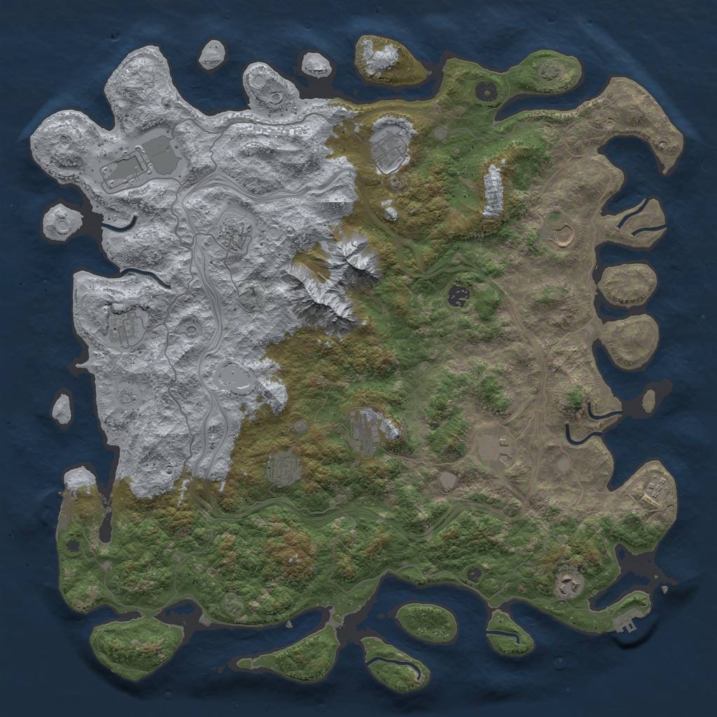 Rust Map: Procedural Map, Size: 5000, Seed: 1333571650, 19 Monuments