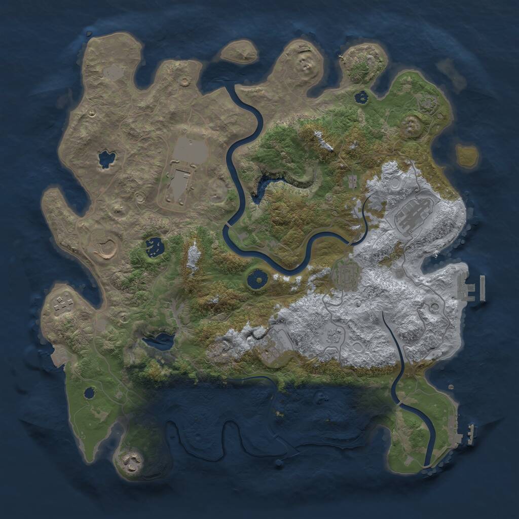 Rust Map: Procedural Map, Size: 4000, Seed: 851322981, 14 Monuments