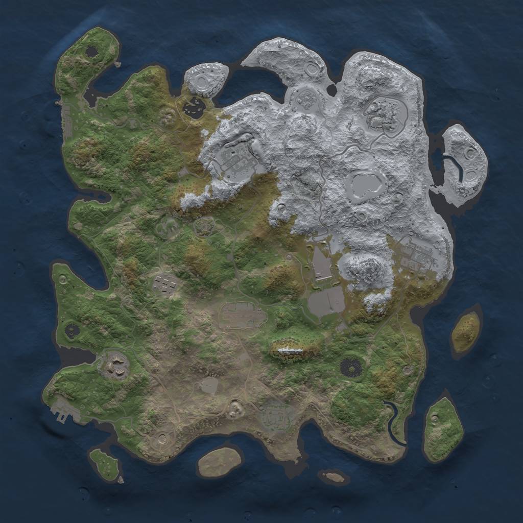 Rust Map: Procedural Map, Size: 3700, Seed: 129967, 17 Monuments