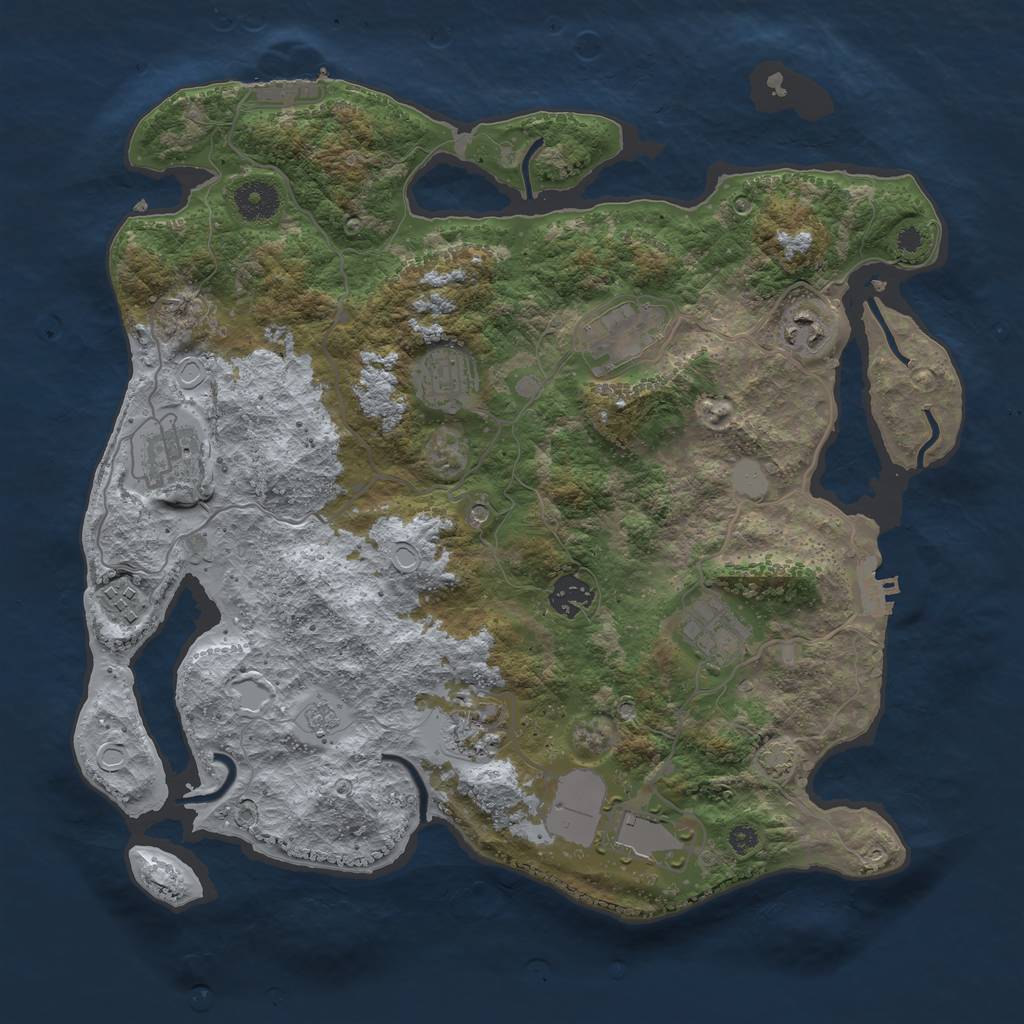 Rust Map: Procedural Map, Size: 3650, Seed: 65080787, 17 Monuments